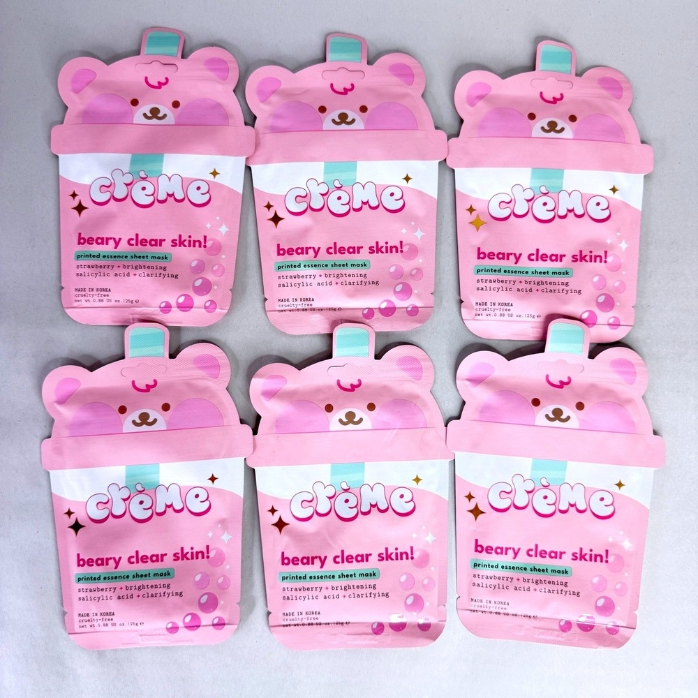 The Creme Shop Beary Clear Skin‎ Strawberry Salicylic Acid Sheet Mask 6 Pack